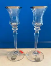 VINTAGE MIKASA Jamestown platinum crystal candleholders CANDLESTICKS