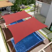 Red 2-15' Rectangle Sun Shade Sail Canopy UV Blocker Cover Patio Pool Outdoor