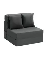 Folding Sofa Bed 3-in-1 Foldable Couch Bed with 2 Pillows Dark Grey Single