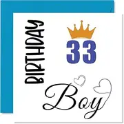 33rd Birthday Card for Men - Birthday Boy - Happy Birthday Cards for 33 Year Old Man Son Brother Uncle Cousin Friend Nephew, 145mm x 145mm Thirty-Three Thirty-Third Bday Greeting Cards Gift