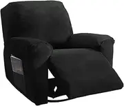 [NORTHERN BROTHERS] Extra Large Recliner Chair Covers Oversized Velvet Lazy Boy Reclining Chair Covers, Black