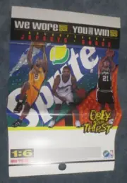 Sprite Cardboard Basketball Pole Sign - Kobe Bryant, Juwan Howard, Tim Dungan 97
