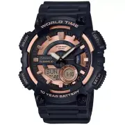 Casio AEQ110W-1A3V, World Time, 3 Alarms, 30 Telememo, Resin, 10 Year Battery