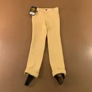 Saxon Kids Size 6 Beige Adjustable Waist Self Knee Patch Jodhpurs NWT