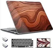 TWOLSKOO for M3 M2 MacBook Air 15 Inch Case 2024 2023 A3114 A2941 with Touch ID, Plastic Hard Shell Cover with Screen Protector & Keyboard Cover for MacBook Air 15.3", Wood Grain