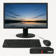 Lenovo ThinkCentre M920q Tiny Desktop i5-8500T Six-Core 16GB RAM 256GB NVMe + 24" Monitor - Refurbished