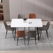 140x80cm Minimalist Slate Kitchen Dining Table Marble Lunch Dinner Table Solid Metal Legs