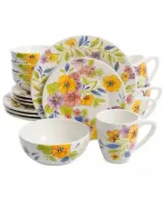 Gibson- Laurie Gates Caro 16-Piece Floral Dinnerware Set