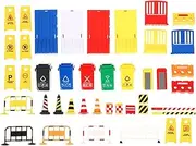 NUOBESTY Playset for Boys and Girls Traffic Barricade 40pcs Road Sign Toys Constructive Play Imaginative Traffic Road Signs
