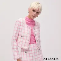 在飛比找momo購物網優惠-【MOMA】俏麗格紋花紗小香外套(白色)