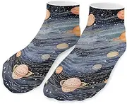 [QMNVBDS] Space Themed Art Socks Ankle Length Socks Casual Short Socks for Women Men Low Cut Sports Socks Running Socks No Show Socks Ankle Socks Athletic Socks Workout Socks, Style, One Size, Style