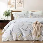 Natural Cotton Comforter King Size Set, 3 Pieces, Reversible Geometric Lines