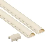 D-Line 31.4in TV Cord Hider, Patented Half Round Cable Cover, Hide Wall Mount TV Wires, Hinged One-Piece Cable Concealer, Adhesive, Decorative Raceway - 2X 1.18in W x 0.59in H x 15.7in L - Beige