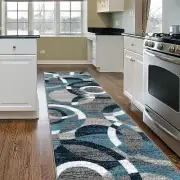 Rugshop Contemporary Modern Circles Abstract Runner Rug 2' x 7'2" Blue