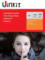 A4 Hot Laminating Pouches Clean and Clear 250 Micron 125x2 - 100 Sheets Uinkit