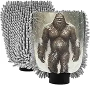 XYMZR Sasquatch Winter Forest Absorbent Microfiber Car Wash Mitt, Funny Cute Anime Scratch Free for Cars Cleaning, Home Cleaning Mitts, 2 Pack, 10.24” L x 7.09” W