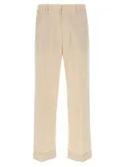 [Valentino Garavani] Valentino Garavani-Valentino Garavani Turn-Up Trousers Pantaloni Beige-Uomo 48IT