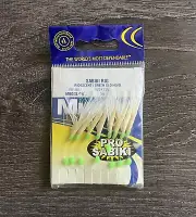 New! MUSTAD Pro Sabiki Iridescent Green Glo Head Rig Hook Size 14 MBGGL-14