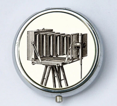 Vintage Camera pillbox PILL CASE BOX holder retro Large Format photographer