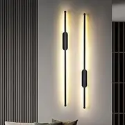 BAMDECOR Modern Minimalist Wall Light Long Tube LED Black Bedside Sconces Wall Lights with with Acrylic Shade, Wall Mounted Deco Lamp for Living Room Bedroom Bracket Light (4000K)