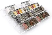 MIUKAA Clear Acrylic Spice Drawer Organizer, 4 Tier- 2 Set Expandable From 9" to 18" Seasoning Jars Drawers Insert, Kitchen Spice Rack Tray for Drawer/Countertop (Jars not included)