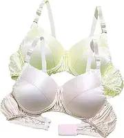 XWSM 100% Double-Sided Silk Bra 2PCS Ultra Soft Cup Women's Smooth Comfortable Wireless Bra Daily Full Coverage Lingerie Top (Color : R, Size : 75/34AB), R