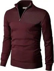 [H2H] Mens Casual Slim Fit Pullover Sweaters Long Sleeve Cable Knitted Sweater with Button Closure