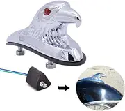 KATUR Motorcycle Eagle Head Ornament with Red Lighted Eyes Chrome Aluminum Stainless Statue Mount On Motorbike Front Fender Car Bonnet