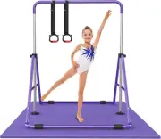 Kids Gymnastic Kip Bar with Rings – Adjustable Height & Safe Design for Home