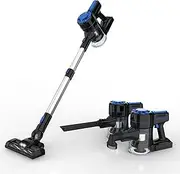 3 in 1 Cordless Vacuum, 150w 8000rpm 12kPa Lightweight Vacuum Cleaner with LED Telescopic Rods Powerful Handheld Stick Quiet Vacuum for Carpet Hard Floor Bed Linen Keyboards Blue
