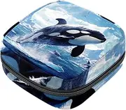 Period Bag,Sanitary Napkin Storage Bag,Antarctic Ocean Whale,Tampon Holder for Purse