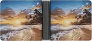 [RTSEBVN] Slim Credit Card Holder Personalized Leather Animal German Shepherd Money Clip Gifts Wallet For Men Women, Beach Sunset Landscape, One size, Modern