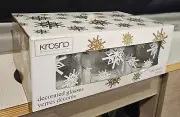 6 Krosno made in Poland Barware Large Rocks Glasses Snowflake Christmas mcm