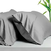 100% Viscose Made from Bamboo Breathable Pillowcases King Size Set of 2-Pack for Hot Sleepers and Night Sweats- Softness and Cooling Pillow Cases-Envelope Closure （Grey -20 x 40 inches）