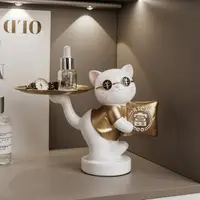 在飛比找momo購物網優惠-【木墨MUMO】招財貓玄關鑰匙收納托盤裝飾裝飾品品(實用居家