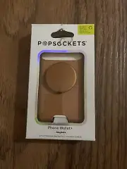 PopSockets Cognac Plant Leather Aluminum PopWallet+ Phone Grip Stand MagSafe