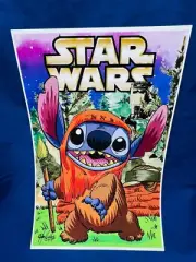 STITCH Star Wars EWOK SIGNED Art Print by Jonathan Hallett dd