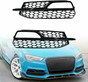 MUTUSAISI Front Lower Bumper Grill Honeycomb Fog Light Grille Inserts Compatible with 2015 2016 Audi S3 A3-S-Line