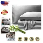 Luxurious King Size Deep Pocket Sheet Set - Breathable Bamboo Rayon, Light Grey