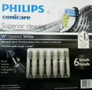 6 x Black Philips Sonicare Optimal White Replacement Electric toothbrush heads