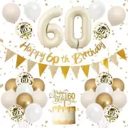 60th Birthday Decorations Sand White Gold60th Birthday Balloons Beige GoldHap...