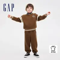 在飛比找momo購物網優惠-【GAP】男幼童裝 Logo印花圓領長袖長褲家居套裝-摩卡棕