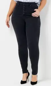 Hunter McGrady Stretch Button Fly Skinny Ankle Jeans Black Plus 22W Tall NWT