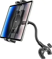 Gooseneck Tablet Holder for Wheelchair/Stroller/Golf Cart/Boat/Mic Stand/Indoor Cycling Bike/Gym Bicycle Handlebar Clamp, Compatible with 4.7-12.9" iPad Pro/Air/Mini, iPhone, Galaxy, Fire HD, E-Book