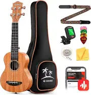 Soprano Ukulele Mahogany 21 inch Ukelele Beginner Kit Online Lesson Gig Bag Stra