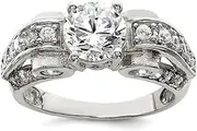 [JewelryWeb] 925 Sterling Silver Polished Fancy CZ Simulated Diamond Ring Size 6 Band Style-Ring for Women