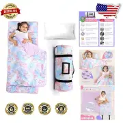Portable Toddler Nap Mat - Plush & Thick Padded Sleeping Bag with Unicorn Design