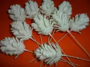 Vintage White Plastic Pine Cone Pick 2 1/2" by 2" - 10 Pieces