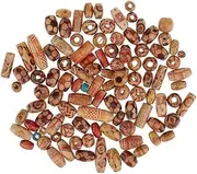 [Eigell] 100Pcs Vintage Printed Wood Spacer Beads Wooden Beads for DIY Macrame Jewelry Making Charms and Crafting Accessories