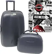 [WELL HOME MOBILIARIO & DECORACIÓN] WELL HOME MOBILIARI & DECORACIÓN Trolley Suitcase Set + ABS Toiletry Bag Includes a Protective Case Travel Tips, Multicoloured, Trolley Suitcase Set + Toiletry Bag with Protective Case, Multicoloured,